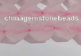 CRQ409 15.5 inches 12mm faceted nuggets matte rose quartz beads