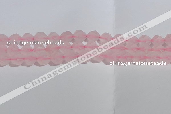 CRQ409 15.5 inches 12mm faceted nuggets matte rose quartz beads