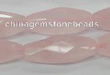 CRQ41 15.5 inches 14*32mm faceted rice natural rose quartz beads