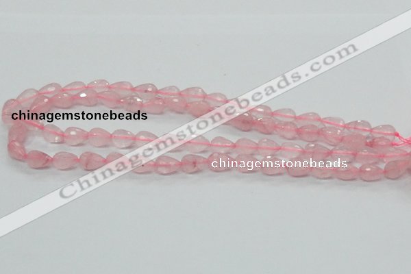 CRQ42 15.5 inches 8*12mm faceted teardrop natural rose quartz beads