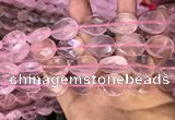 CRQ423 15.5 inches 15*20mm faceted flat teardrop rose quartz beads