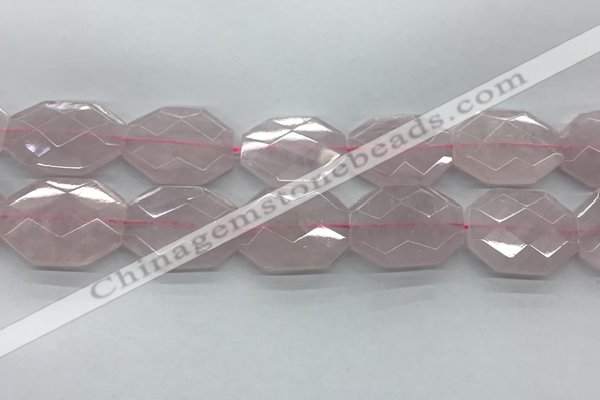 CRQ428 30*38mm - 30*40mm faceted octagonal rose quartz beads