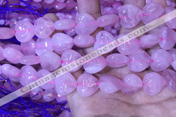 CRQ432 15.5 inches 15*16mm heart rose quartz beads wholesale