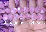 CRQ434 15.5 inches 14*14mm faceted heart rose quartz beads wholesale