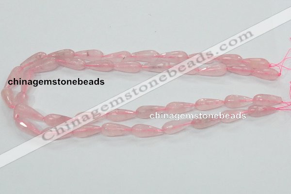 CRQ44 15.5 inches 8*20mm faceted teardrop natural rose quartz beads