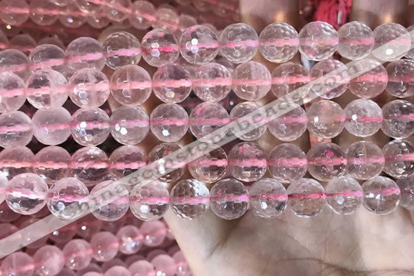 CRQ446 15.5 inches 10mm faceted round rose quartz beads