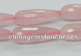 CRQ45 15.5 inches 10*30mm faceted teardrop natural rose quartz beads