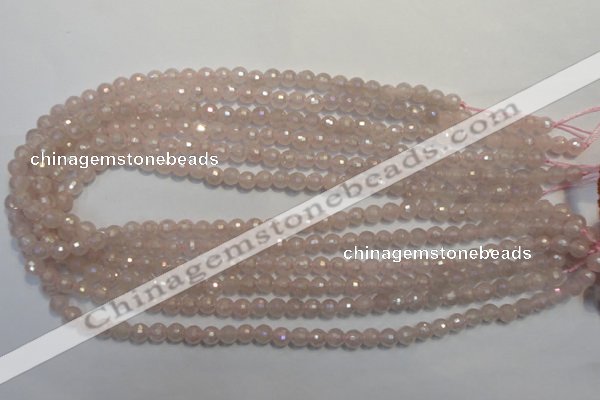 CRQ511 15.5 inches 6mm faceted round AB-color rose quartz beads