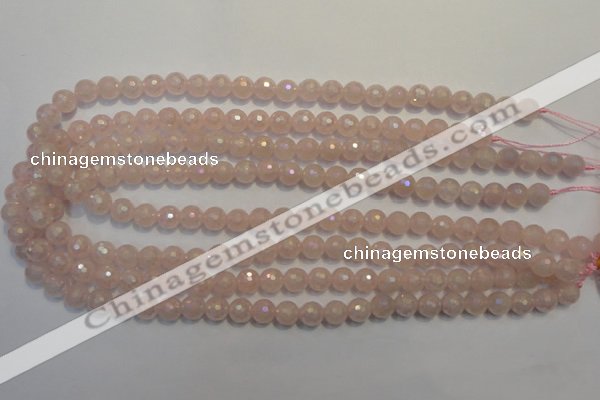 CRQ512 15.5 inches 8mm faceted round AB-color rose quartz beads