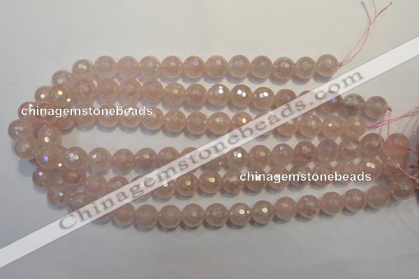 CRQ514 15.5 inches 12mm faceted round AB-color rose quartz beads