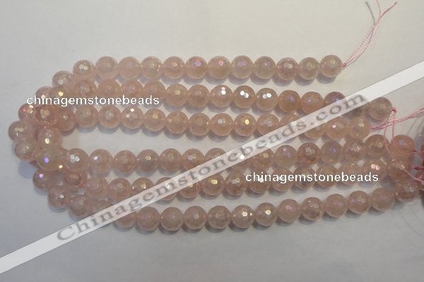 CRQ515 15.5 inches 14mm faceted round AB-color rose quartz beads