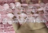 CRQ553 15.5 inches 14mm faceted coin rose quartz beads wholesale