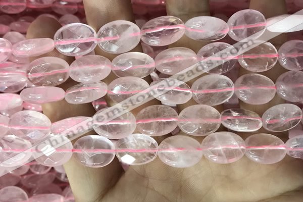 CRQ557 15.5 inches 10*14mm faceted oval rose quartz beads wholesale