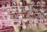 CRQ559 Top drilled 8*12mm faceted briolette rose quartz beads