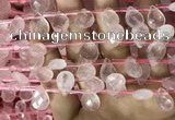 CRQ560 Top drilled 10*14mm faceted briolette rose quartz beads