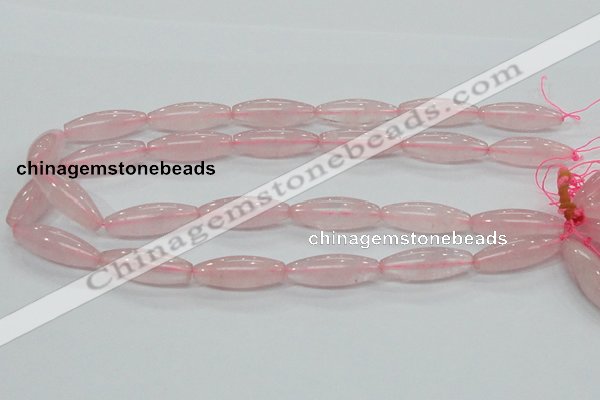 CRQ57 15.5 inches 10*30mm rice natural rose quartz beads wholesale