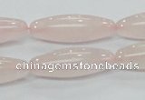 CRQ58 15.5 inches rice 10*30mm natural rose quartz beads wholesale