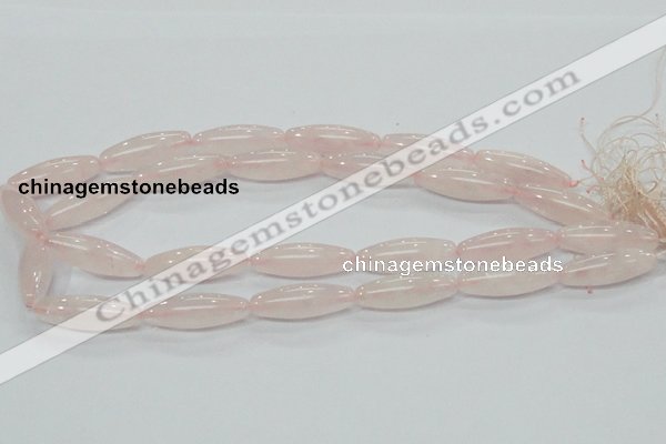 CRQ58 15.5 inches rice 10*30mm natural rose quartz beads wholesale