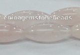 CRQ59 15.5 inches 12*30mm rice natural rose quartz beads wholesale