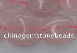 CRQ604 15.5 inches 20mm flat round rose quartz beads wholesale