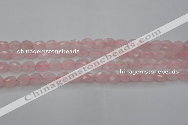 CRQ618 15.5 inches 8*10mm faceted oval rose quartz beads wholesale