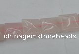 CRQ622 15.5 inches 12*12mm square rose quartz beads wholesale