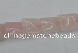 CRQ622 15.5 inches 12*12mm square rose quartz beads wholesale