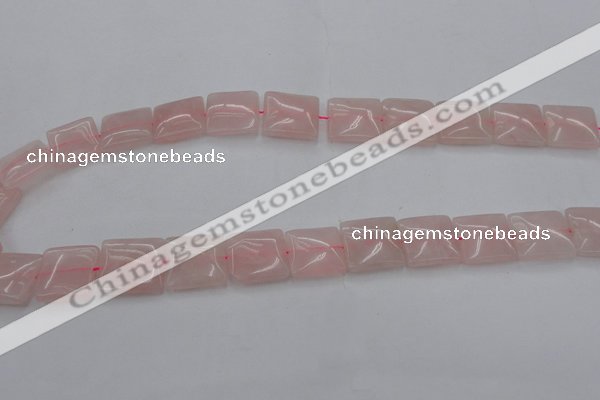 CRQ624 15.5 inches 16*16mm square rose quartz beads wholesale