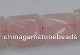 CRQ626 15.5 inches 20*20mm square rose quartz beads wholesale