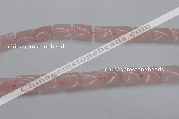 CRQ626 15.5 inches 20*20mm square rose quartz beads wholesale