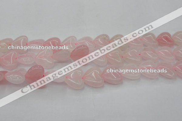 CRQ634 15.5 inches 22*22mm heart rose quartz beads wholesale