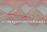 CRQ638 15.5 inches 14*14mm diamond rose quartz beads wholesale