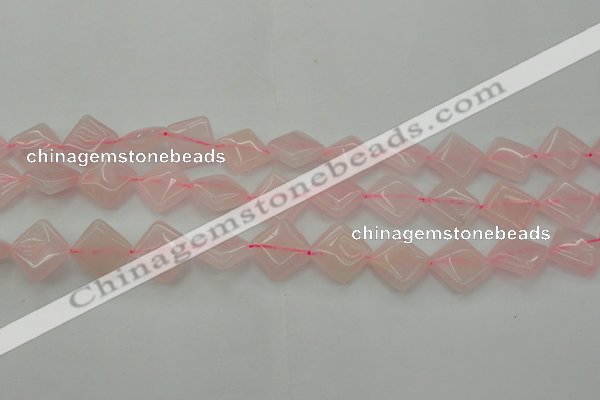 CRQ638 15.5 inches 14*14mm diamond rose quartz beads wholesale