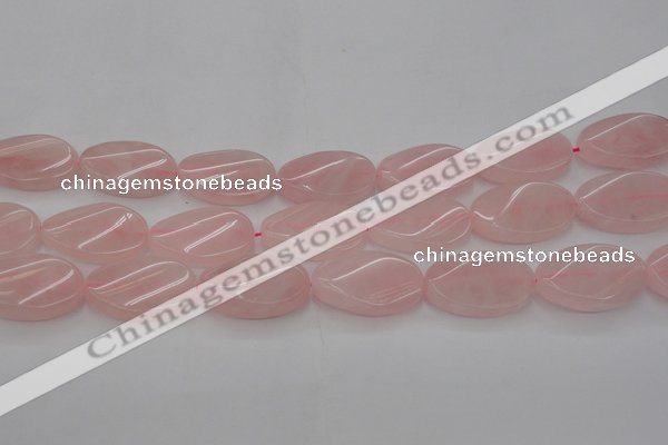 CRQ645 15.5 inches 18*25mm twisted oval rose quartz beads