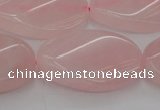 CRQ646 15.5 inches 20*30mm twisted oval rose quartz beads