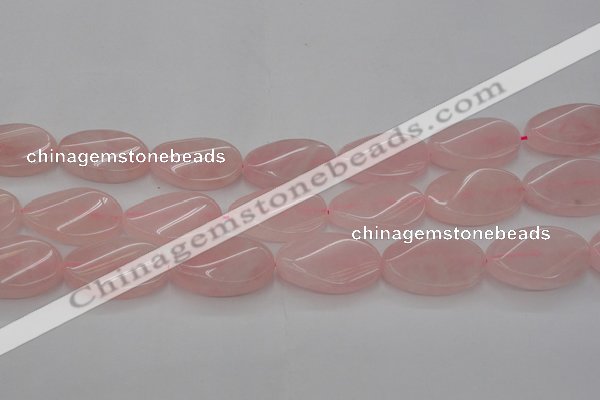 CRQ646 15.5 inches 20*30mm twisted oval rose quartz beads