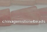 CRQ650 15.5 inches 18*25mm twisted rectangle rose quartz beads