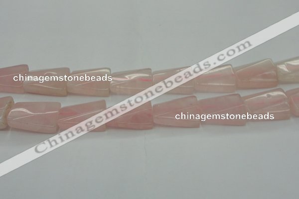 CRQ650 15.5 inches 18*25mm twisted rectangle rose quartz beads