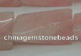 CRQ652 15.5 inches 25*35mm twisted rectangle rose quartz beads