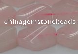 CRQ653 15.5 inches 15*20mm twisted hexagon rose quartz beads