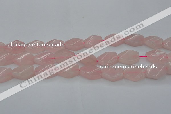 CRQ653 15.5 inches 15*20mm twisted hexagon rose quartz beads