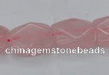 CRQ657 15.5 inches 15*20mm faceted rectangle rose quartz beads