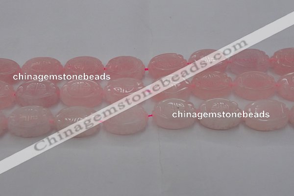 CRQ665 15.5 inches 18*25mm carved oval rose quartz beads