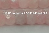 CRQ686 15.5 inches 8*14mm faceted rondelle rose quartz beads