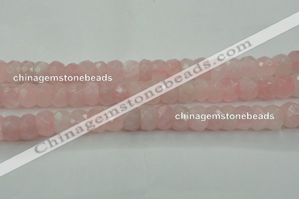 CRQ686 15.5 inches 8*14mm faceted rondelle rose quartz beads