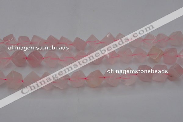 CRQ694 15.5 inches 10*10mm cube rose quartz beads wholesale