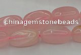 CRQ698 15.5 inches 8*16mm - 9*18mm nuggets rose quartz beads