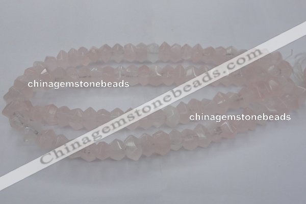 CRQ703 15.5 inches 8*12mm - 10*14mm faceted nuggets rose quartz beads