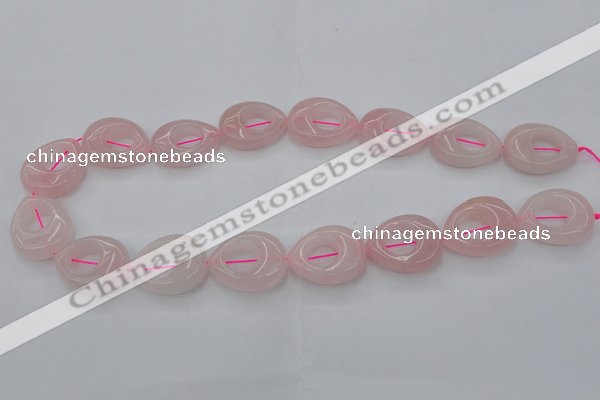 CRQ708 15.5 inches 20*25mm flat teardrop rose quartz beads