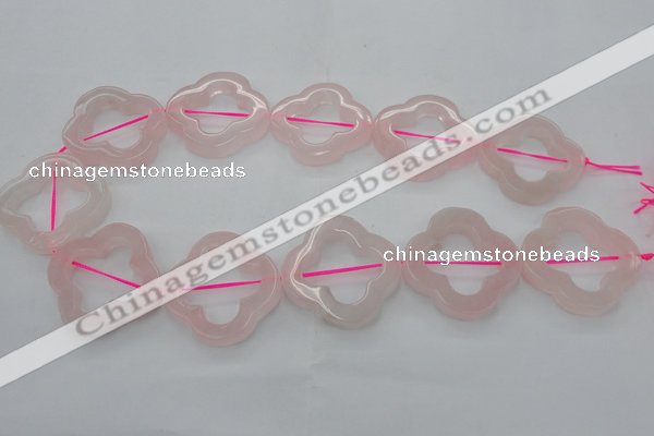 CRQ712 15.5 inches 38mm carved flower rose quartz beads